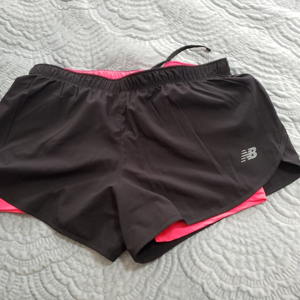 BLACK AND PINK ATHLETIC SHORTS